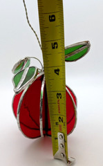 Stained Glass 3D Suncatcher Red Apple With Green Leaves Bright Pretty