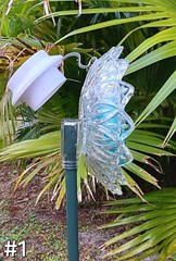 Vintage Glass Solar Lights Yard Art Turquoise