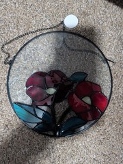 Stained Glass Style Plastic Butterfly Hanging Suncatcher And Floral Suncatcher