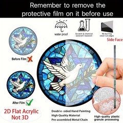 Artistic Peace Dove Star of David Print Style Acrylic Round Window Art Decor