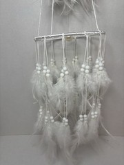 White Feather & Beaded Hanging Mobile Decor for Kids, Teens & Adults