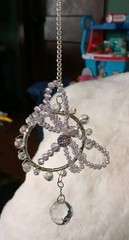 Hanging Silver Clear Purple Beaded Dragonfly Crystal Pendant Suncatcher Ornament