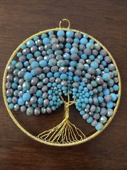 Suncatcher Wire Tree of Life in 5.5” ring–Beaded with faceted glass beads