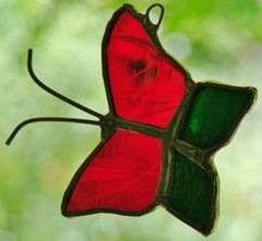 Red Love Heart Romantic Suncatcher Handmade by Lorraine Stained Glass Artist