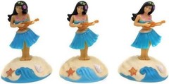 Blue Solar Powered Dancing Figures Decoration -Hawaii Shaking Head Ornaments