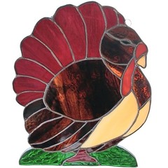 Stained Glass Turkey Thanksgiving Tom Turkey Suncatcher 8″ x 10″