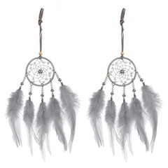 2pcs Dream Catchers with Crystal Beads Wall Decor Purple Grey