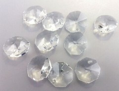 100x 14mm Clear Crystal Suncatcher Octagon beads 1Hole, rainbow prism supplies