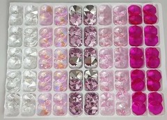 100 Agrade 1hole 14mm Octagon Crystal suncatcher beads pink mix octagons