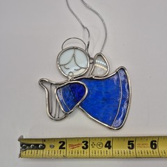 Cobalt Blue and White Glass Angel Suncatcher