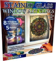ZORBITZ Joy of Coloring Stained Glass Window Art Clings DIY Kit Mandala Geometri