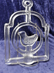 Unique Vintage Glass Bird on a Swing Trivet and or Window/Wall Hanger