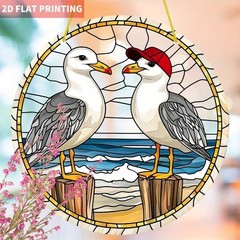 Coastal Seagull Acrylic Suncatcher Beach Vibe Garden Patio Living Room Decor
