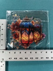 New Multicolor Acrylic Lantern Floral Hanging Suncatcher w/Chain 7″x6″