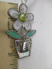 Ganz Stained Glass Suncatcher Flower Pot with metal Charm ~ You Brighten Day (16