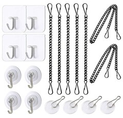 Stained Glass Window Hanging Kit with Adhesive Hooks, 7 Chains and 12 Hooks