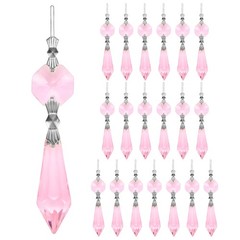 10-Pack Crystals Prisms Glass Tip Beads, 75mm Pendants Hanging [Pink]