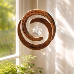 Custom Crystal Suncatcher: Wood Moon Window Hanging, Rainbow Maker – Irish Gift