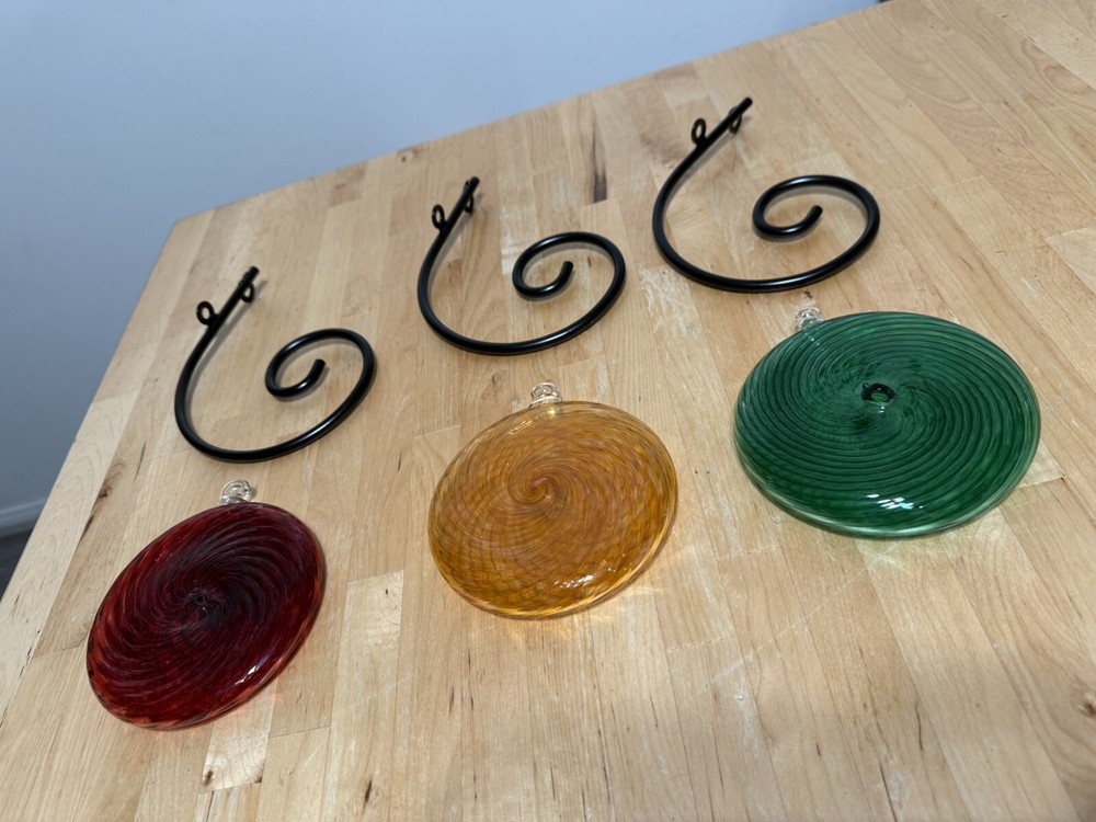 Blown Glass Hanging Wall Ornament Candies Red Yellow Green Metallic