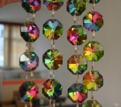 10m Rainbow Color Crystal Octagon 14mm Bead Chandelier Lamp Part Chain Garland
