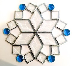 7″ Stained Glass Turquoise Beveled Snowflake Suncatcher – Made in the USA CCI