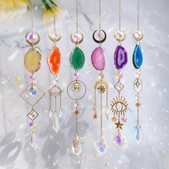 Sun Catchers 10 Pieces Colorful Crystal Suncatcher W/ Chain Pendant Ornaments
