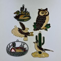 Vintage Metal Stained Glass Suncatchers Wild Life Ducks Window Hanging Set Of 5