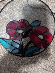 Stained Glass Style Plastic Butterfly Hanging Suncatcher And Floral Suncatcher