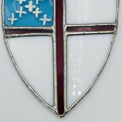 Vintage Episcopal Church Shield Suncatcher Wall Hanging Ornament 4″x3.5″