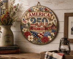 USA Patriotic Wall Sign with Rope
