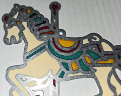 LARGE Vintage Stained Glass Carousel Horse Suncatcher Ornament, Window Hanger
