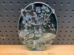 AMIA Handcrafted Glass Oval Fairy With Butterfly Sun-Catcher 8 3/4” X 6.5”