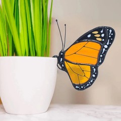 Monarch Butterfly Stained Glass Suncatcher for Plant Decoration and Gifts