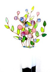 Stained Glass Garden Stakes Stems (x3 Pink/Purples) Gifts Decor