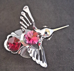 Hummingbird Suncatcher with Suction Cup Austrian Crystal and Chrome-Plated Metal