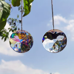 2Pcs, round Crystal Sun Catchers, Glass Prism Hanging Sun Catchers, Rainbow Make