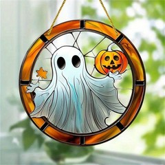 Acrylic Halloween Ghost Pumpkin Sun Catcher Window Hanging Decor for Home Party