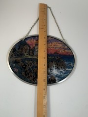 Beautiful Vintage 9.5″ x 7.25″ Lighthouse Stained Glass Suncatcher