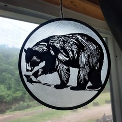 3D Printed Bear Silhouette Hanging Window Suncatcher Decor Home Decor Gift