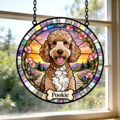 Custom Dog Portrait Stained Glass Suncatcher