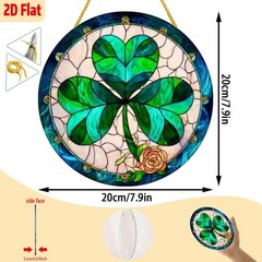 Acrylic Flat St. Patrick’s Day Round Decor Four-Leaf Clover Window Hanging Sign
