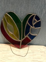 L O V E Heart -Handmade -Stained Glass -Sun Catcher one of a kind