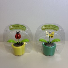 Solar Dancing BUTTERFLY & LADYBUG Light Powered BOBBLEHEAD Toy Flower Pot