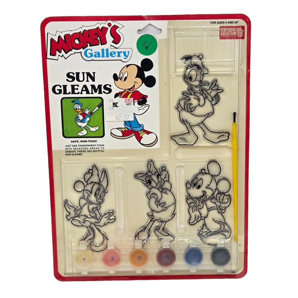 VINTAGE DISNEY SUN GLEAMS SUN CATCHER KIT YOU CAN PAINT NEW SEALED MICKEY MINNIE