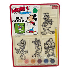 VINTAGE DISNEY SUN GLEAMS SUN CATCHER KIT YOU CAN PAINT NEW SEALED MICKEY MINNIE
