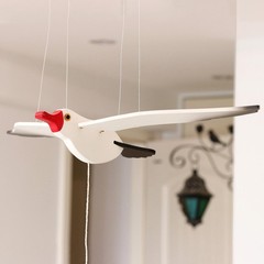 NAUTIMALL Wooden Flying Seagull Decorative Hanging Mobile Nautical Ornament N…