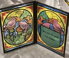 Double Panel Folding Suncatcher Quote Bird Vintage Glass