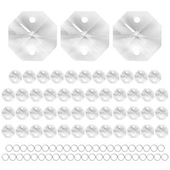 50PCS Crystal 2 Hole Octagon Prisms, 14mm/0.55″ Pendant Hanging [Clear]
