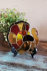 Stained Glass Turkey Suncatcher Thanksgiving Decor