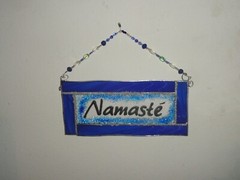 Yoga Window Hanging Suncatcher, Namaste-Stained Glass